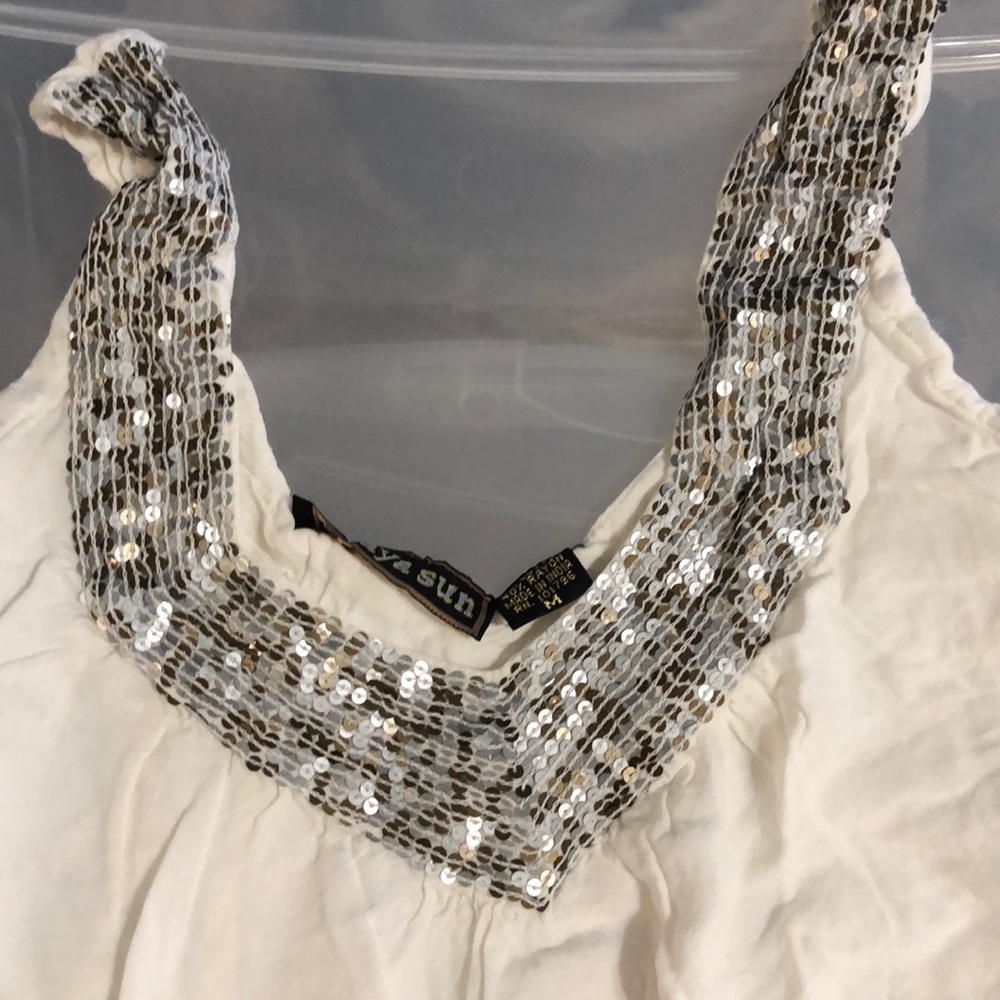 Cream Top with sequin detailing